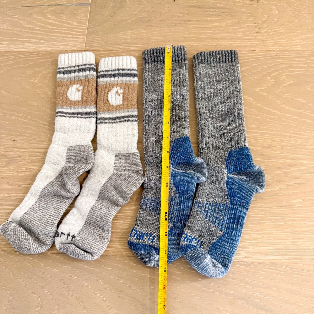 Carhartt Set of 2 Men's Crew Socks Wool Brown Grey Blue - Picture 3 of 3